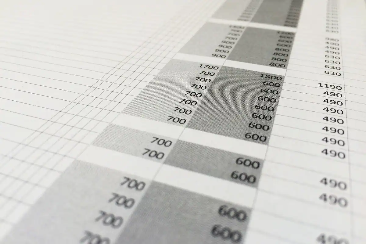 Tabel cu cifre și coloane într-o foaie de calcul, pentru evaluarea unei pagube și a prețurilor